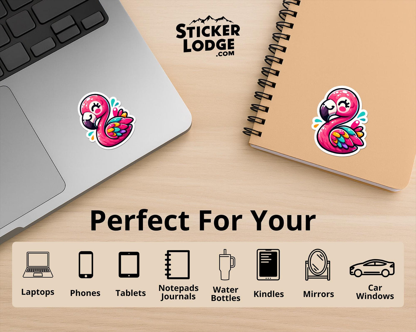 Kawaii Flamingo Vinyl Sticker