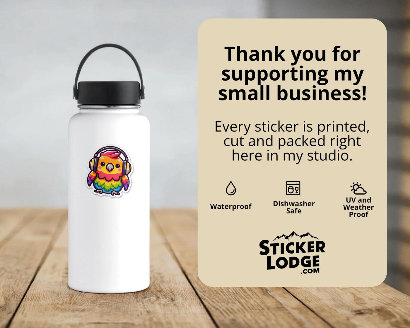 Kawaii Parrot Vinyl Sticker