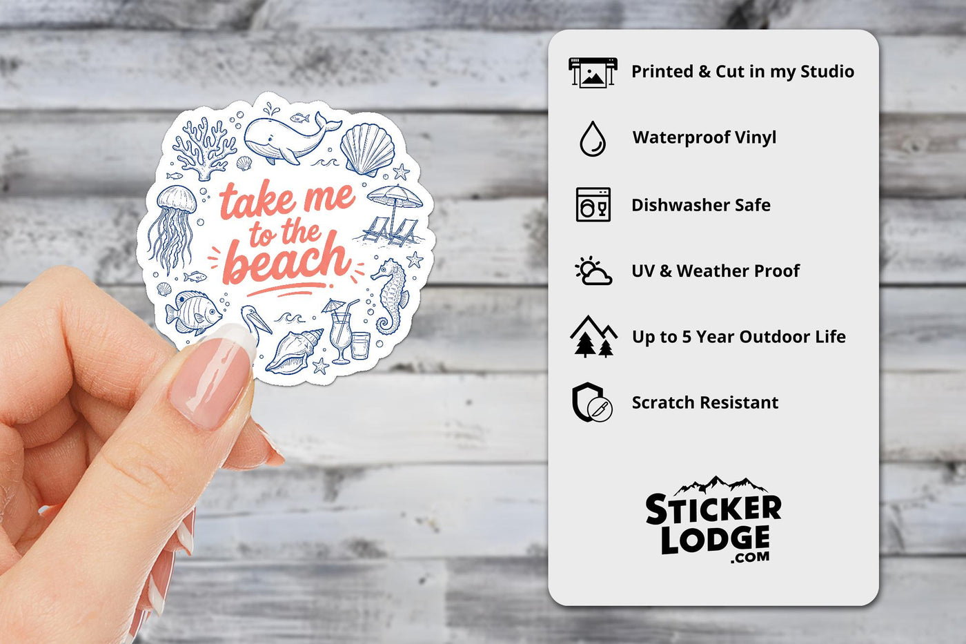 Take Me To The Beach Vinyl Sticker