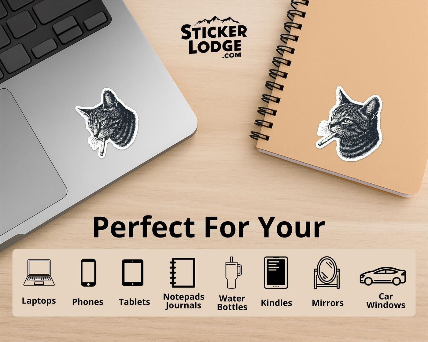 Smoking Cat Vinyl Sticker