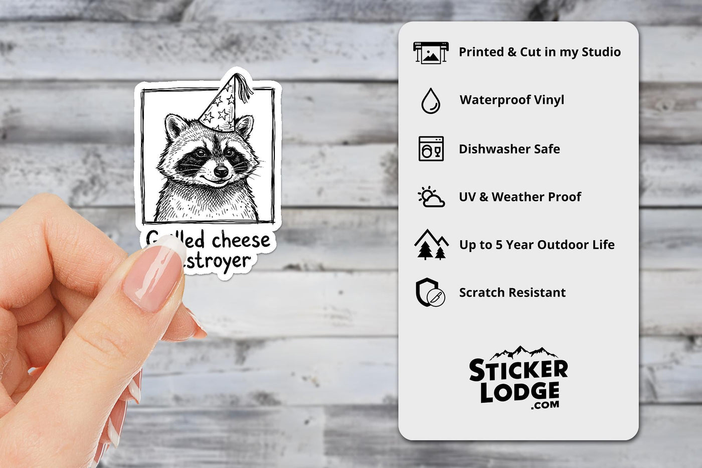 Grilled Cheese Destroyer Raccoon Vinyl Sticker