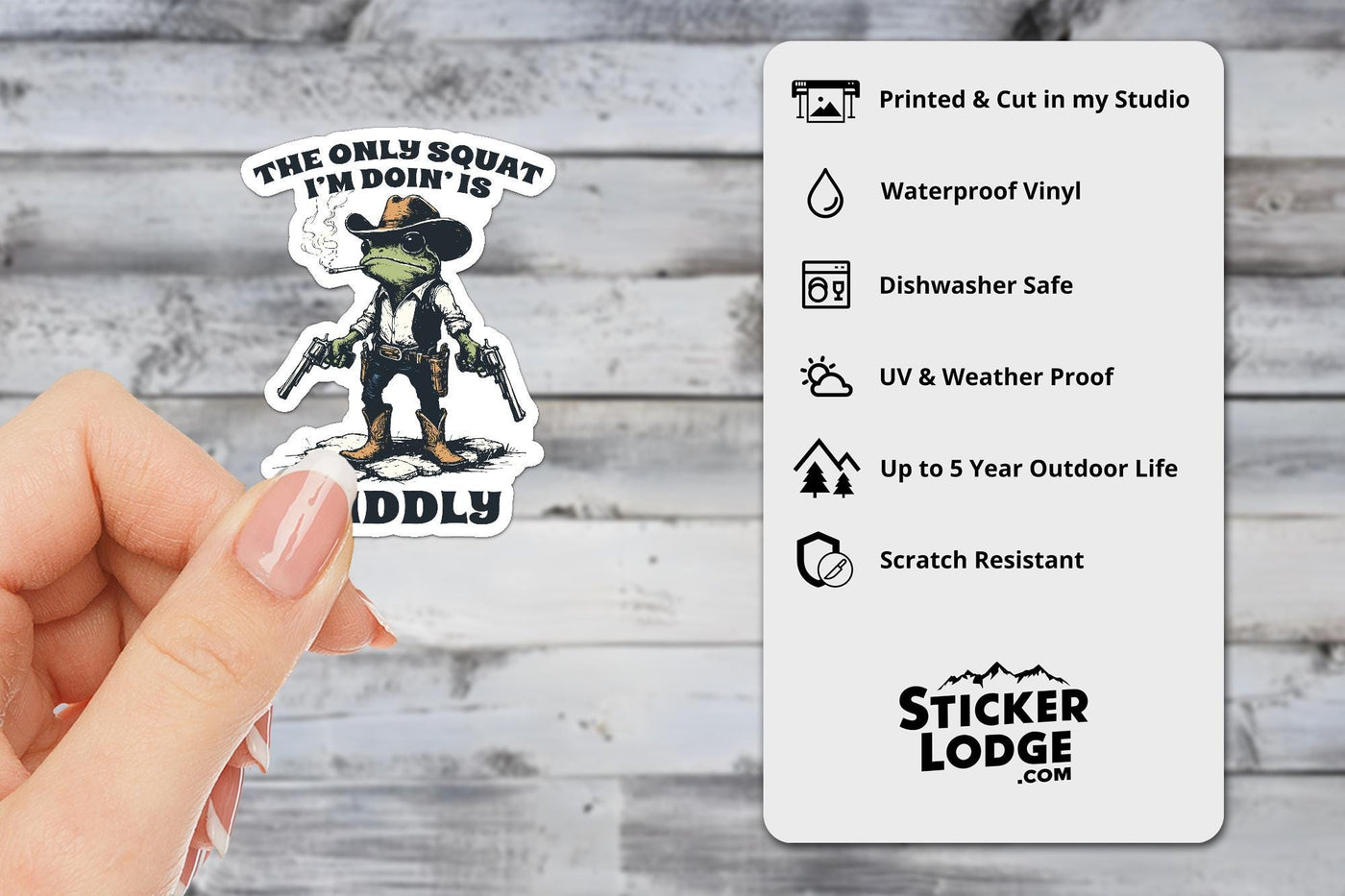The Only Squat I'm Doing Is Diddly Vinyl Sticker