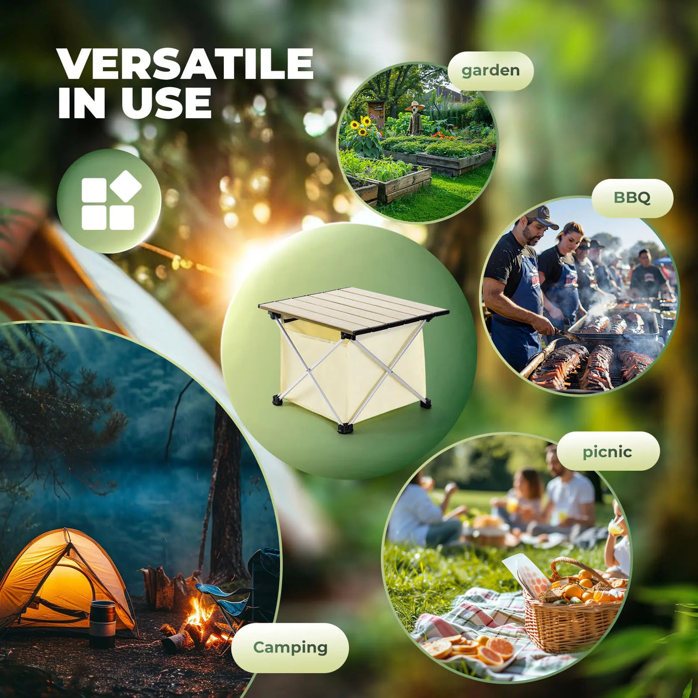 Lightweight Foldable Aluminum Table with Storage Bag