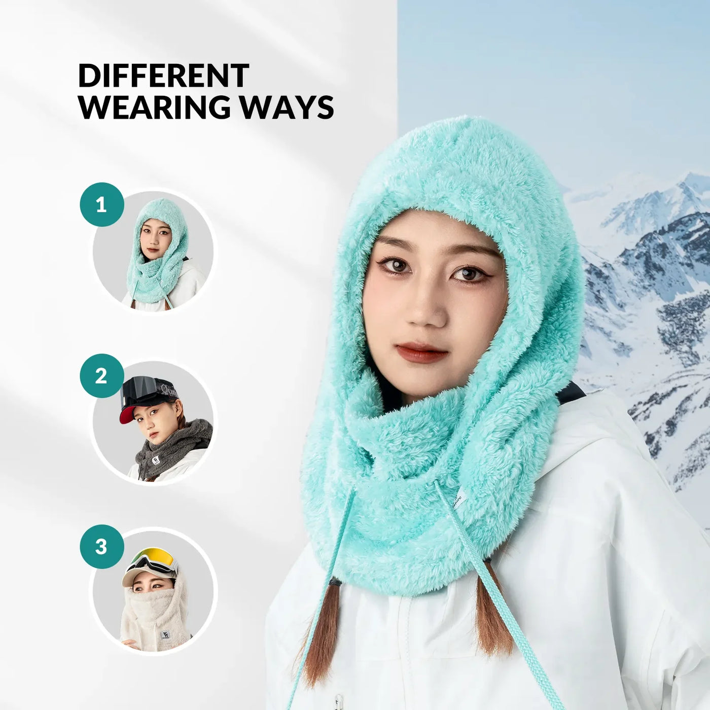 Ski Head Cover with Adjustable Ventilation and Detachable Liner for Winter Sports