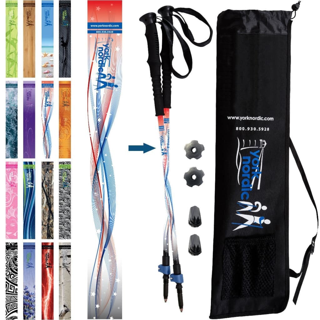 Official Casual Trek Hiking & Walking Poles - Hiking/Trekking Grip w-flip locks, detachable feet and travel bag - pair - For Heights up to 6’2”