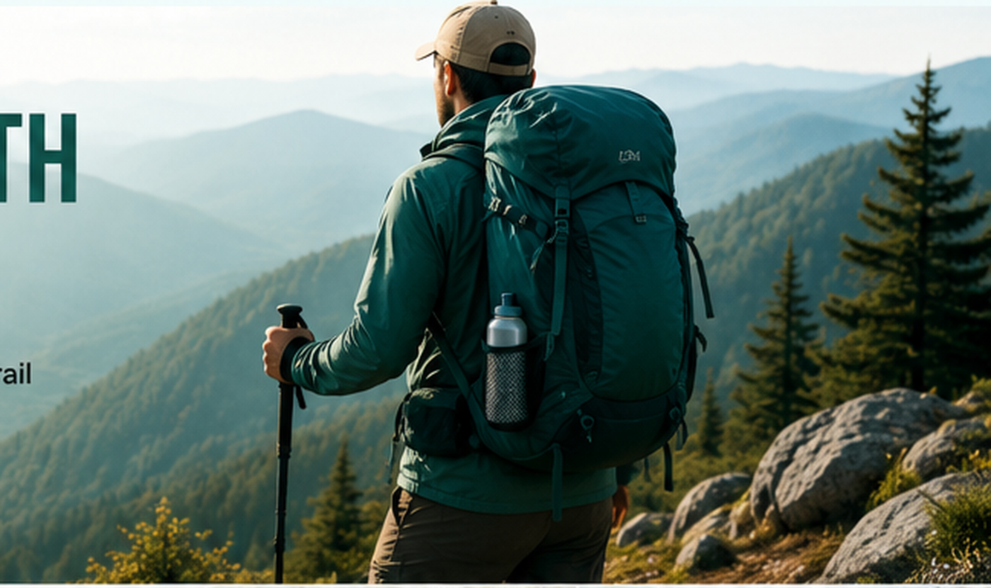 Backpacker overlooking Appalachian mountains